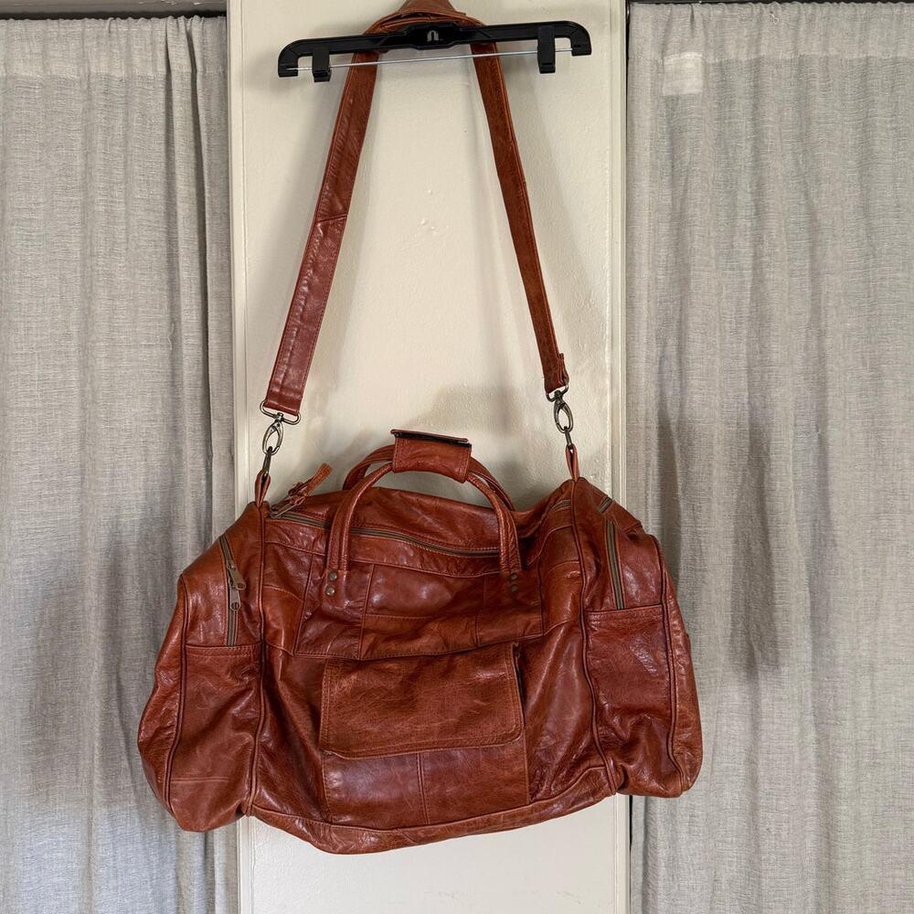 Genuine Leather Duffle Bag | Vintage 90s | Brown